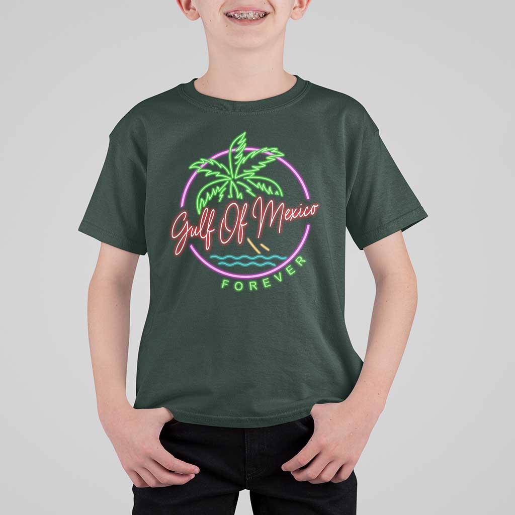 Gulf Of Mexico Forever T Shirt For Kid Beach Coconut Palm Tree Neon Light