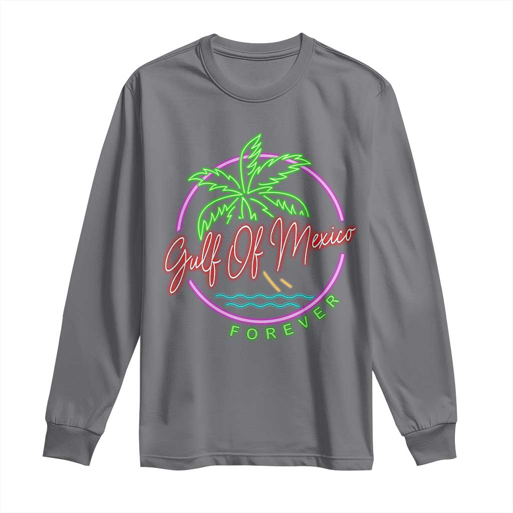 Gulf Of Mexico Forever Long Sleeve Shirt Beach Coconut Palm Tree Neon Light