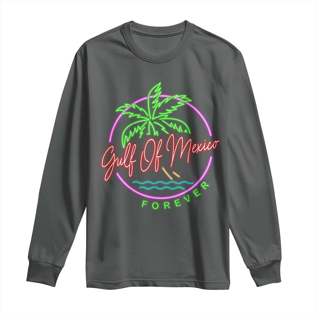Gulf Of Mexico Forever Long Sleeve Shirt Beach Coconut Palm Tree Neon Light