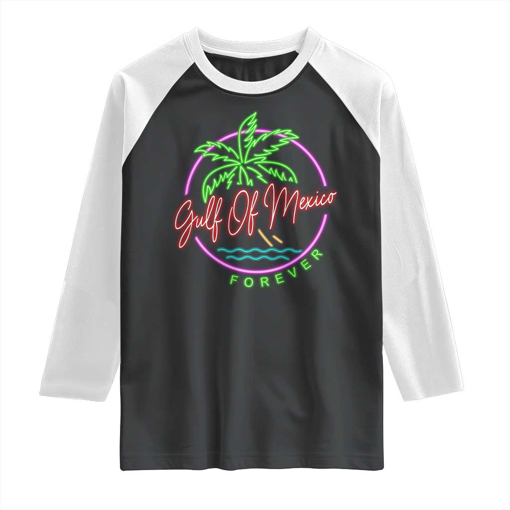 Gulf Of Mexico Forever Raglan Shirt Beach Coconut Palm Tree Neon Light