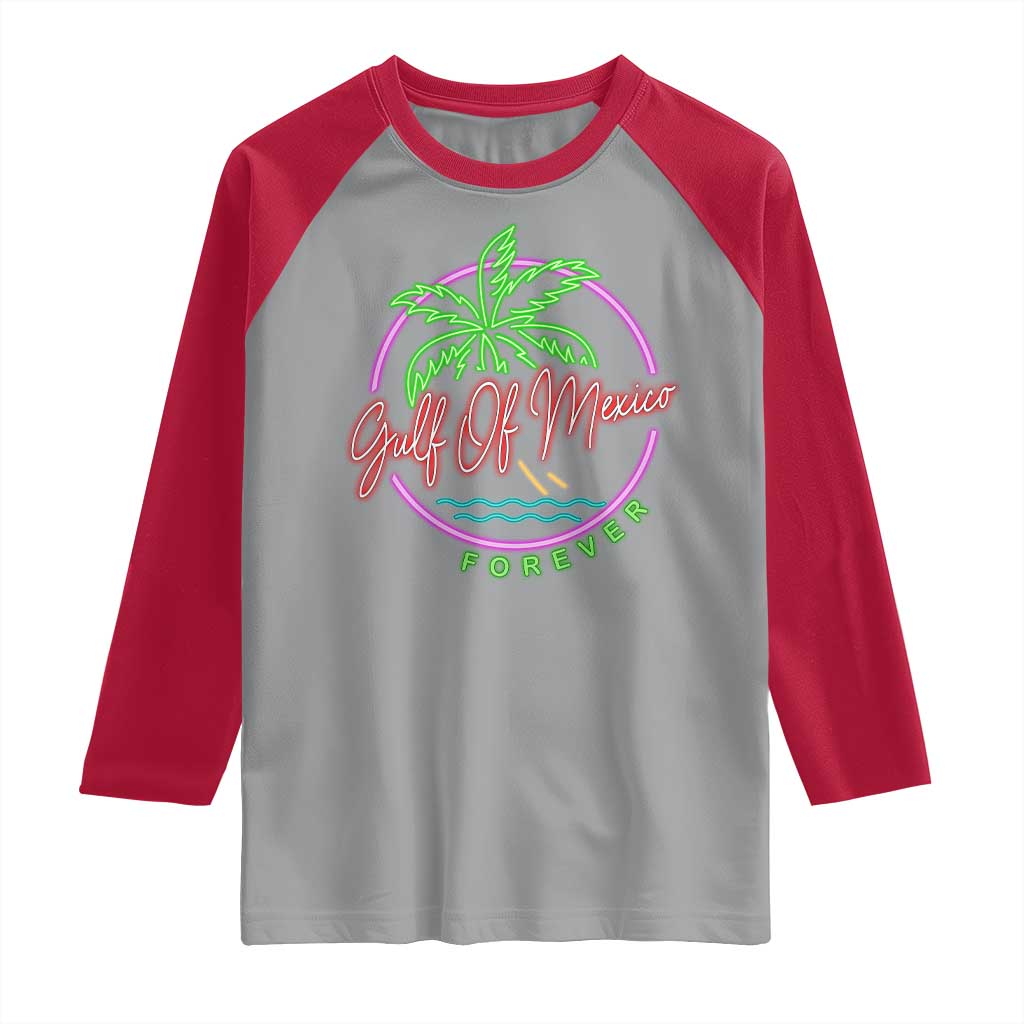 Gulf Of Mexico Forever Raglan Shirt Beach Coconut Palm Tree Neon Light