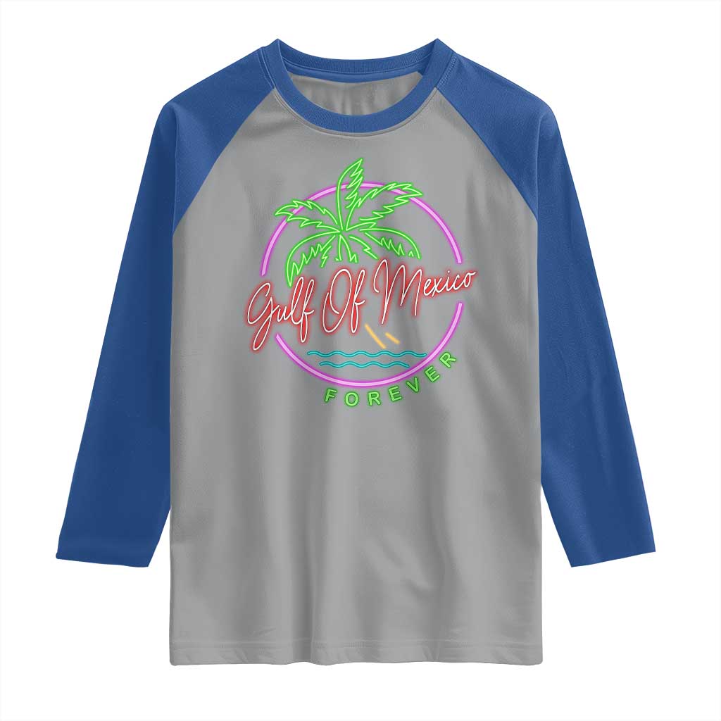 Gulf Of Mexico Forever Raglan Shirt Beach Coconut Palm Tree Neon Light