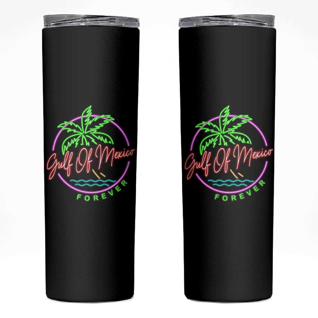 Gulf Of Mexico Forever Skinny Tumbler Beach Coconut Palm Tree Neon Light