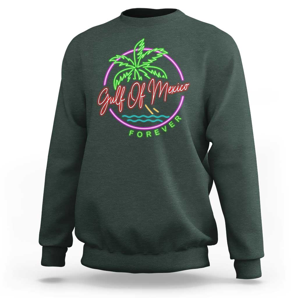 Gulf Of Mexico Forever Sweatshirt Beach Coconut Palm Tree Neon Light