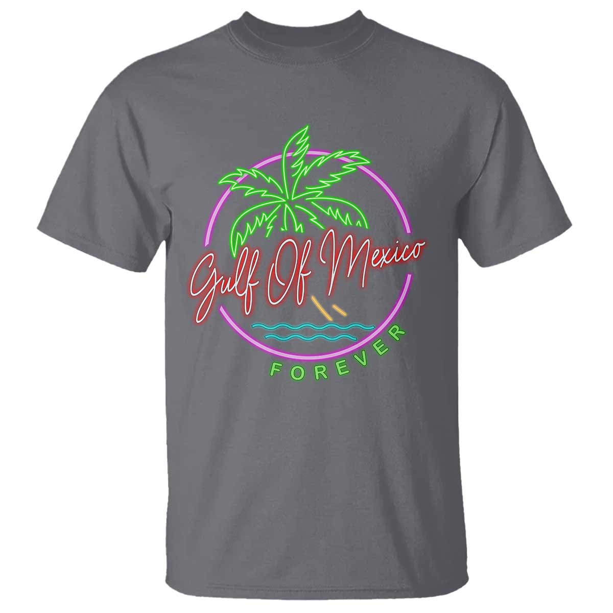 Gulf Of Mexico Forever T Shirt Beach Coconut Palm Tree Neon Light