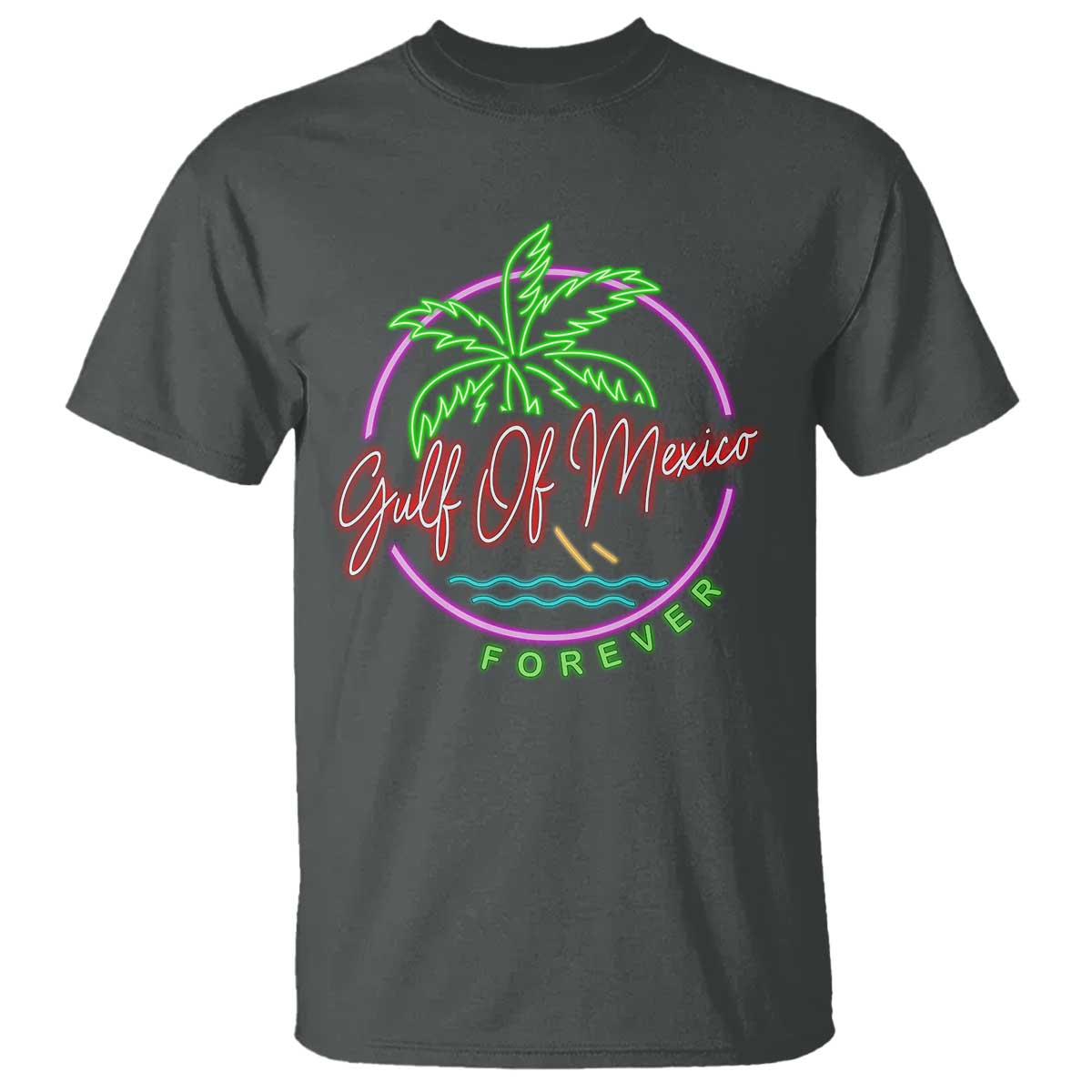 Gulf Of Mexico Forever T Shirt Beach Coconut Palm Tree Neon Light