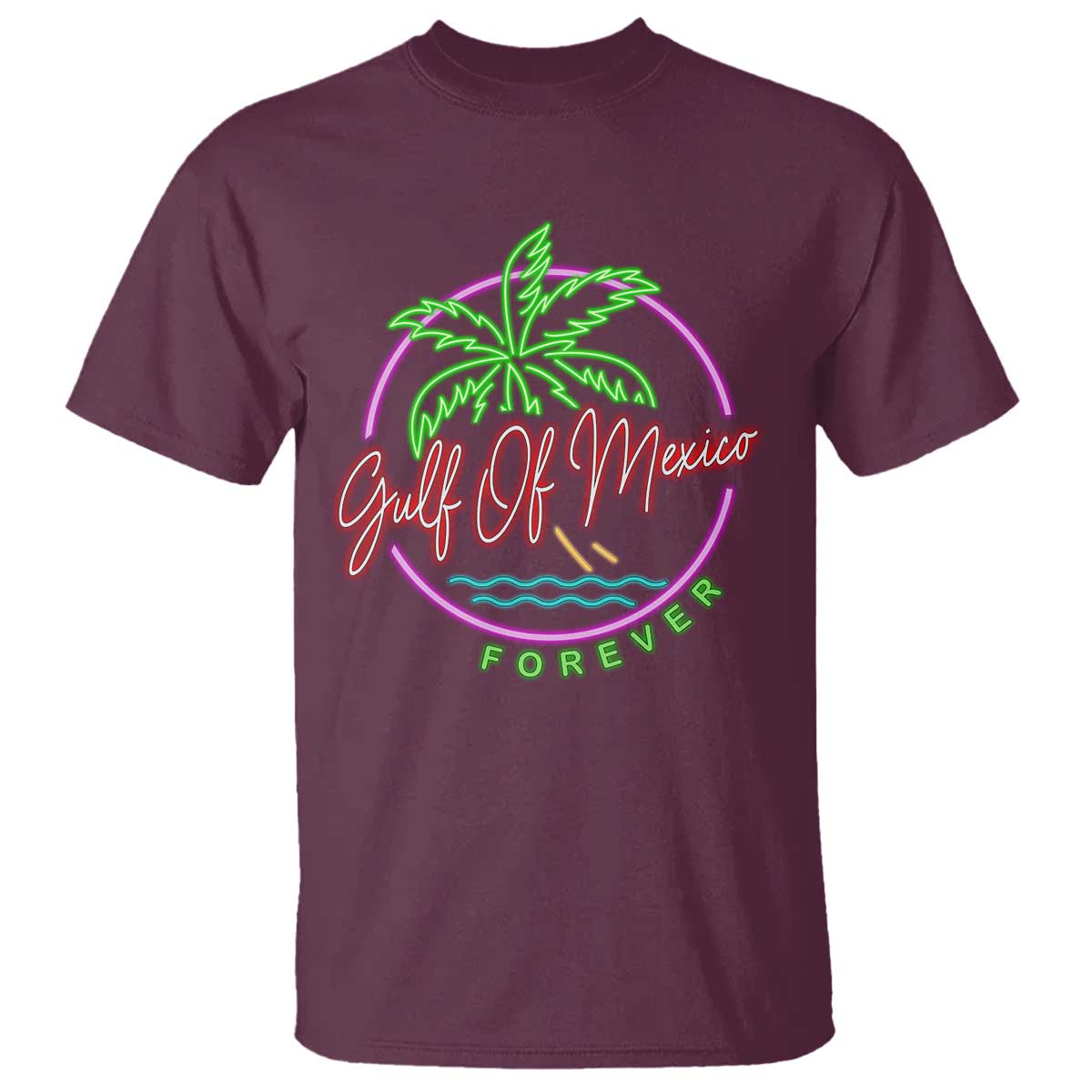 Gulf Of Mexico Forever T Shirt Beach Coconut Palm Tree Neon Light