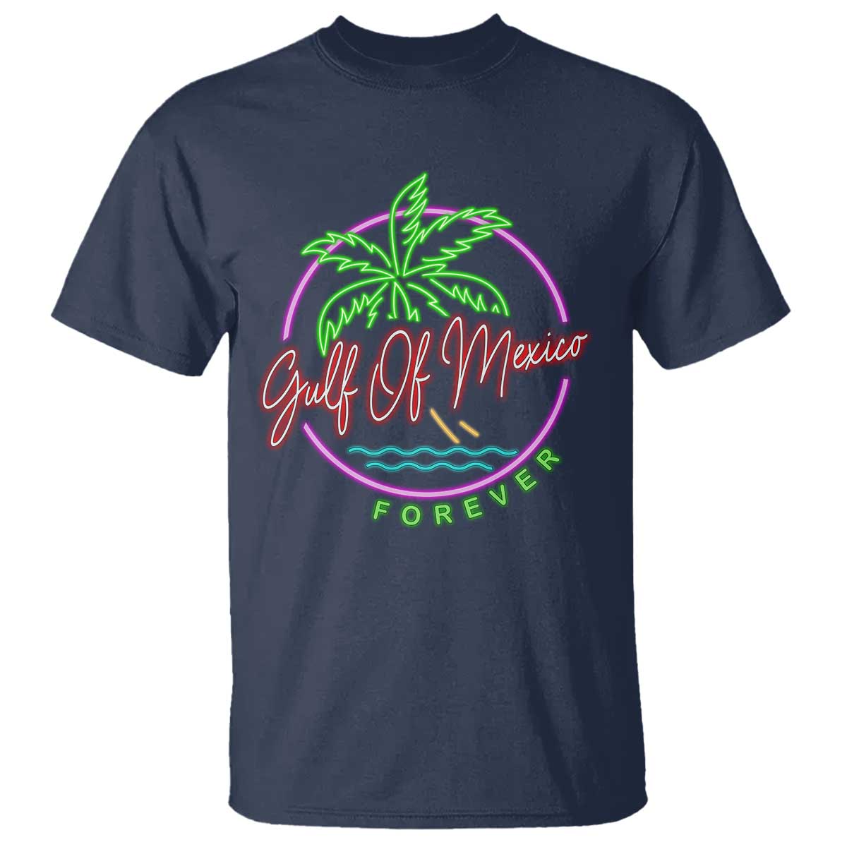 Gulf Of Mexico Forever T Shirt Beach Coconut Palm Tree Neon Light