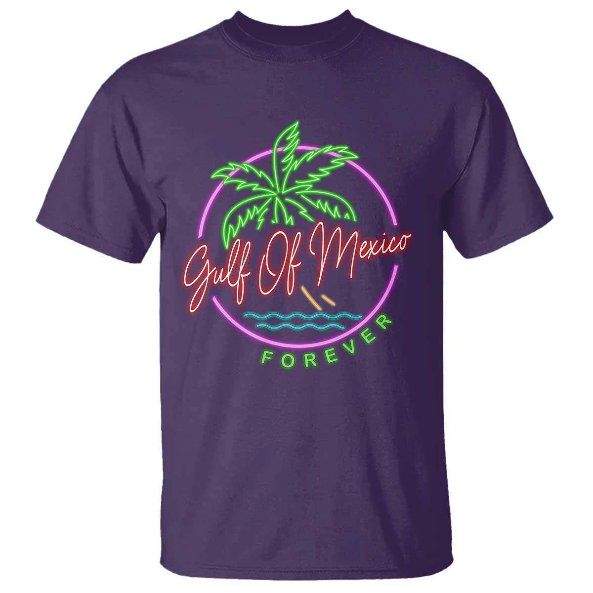 Gulf Of Mexico Forever T Shirt Beach Coconut Palm Tree Neon Light