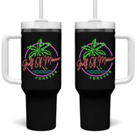 Gulf Of Mexico Forever Tumbler With Handle Beach Coconut Palm Tree Neon Light
