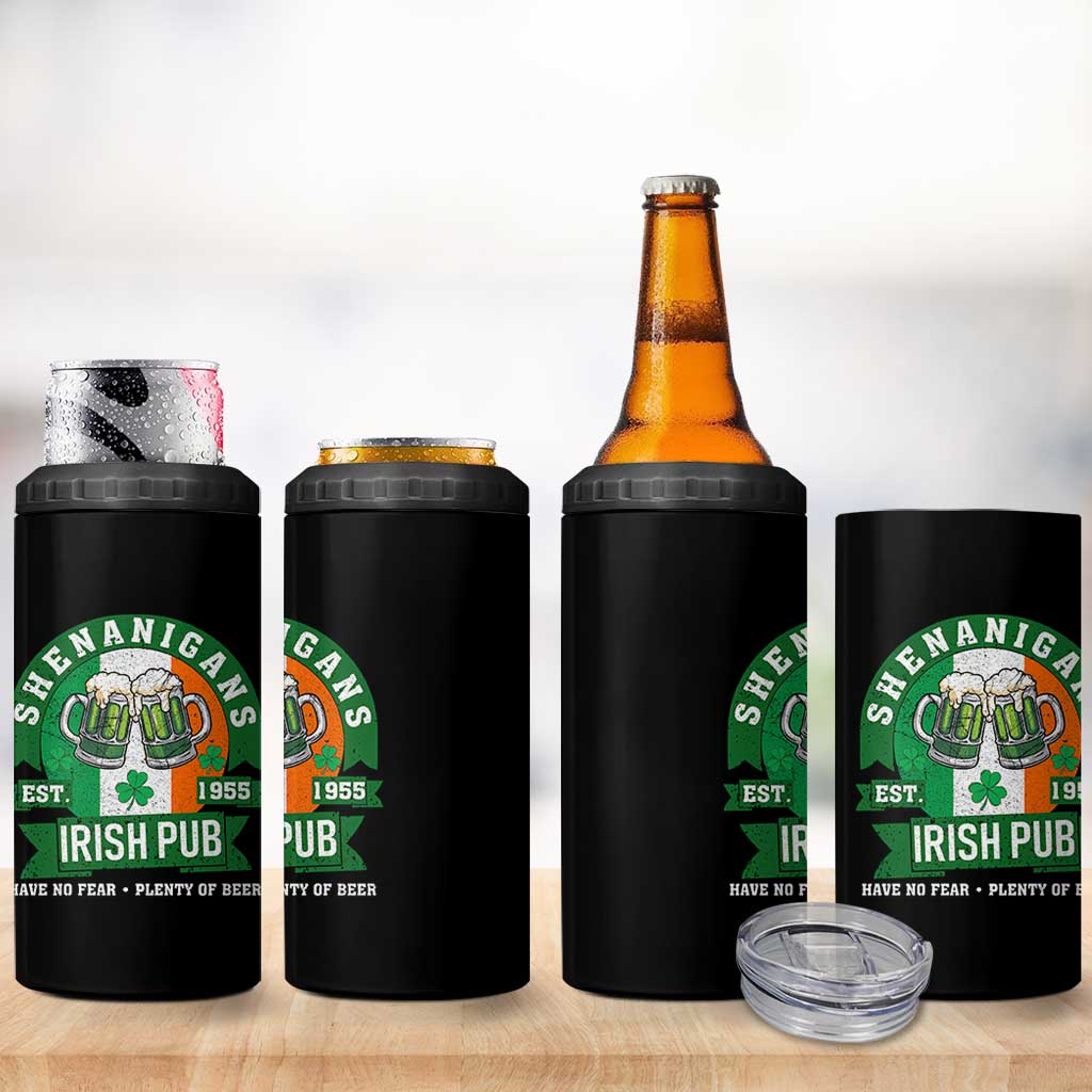 Funny St Patrick's Day Beer Drinking 4 in 1 Can Cooler Tumbler Shenanigans Irish Pub Have No Fear Plenty Of Beer - Wonder Print Shop