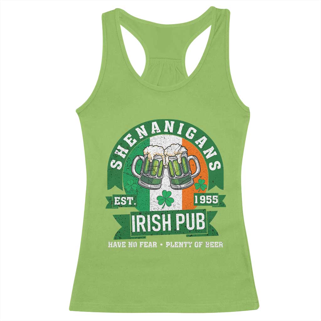 Funny St Patrick's Day Beer Drinking Racerback Tank Top Shenanigans Irish Pub Have No Fear Plenty Of Beer
