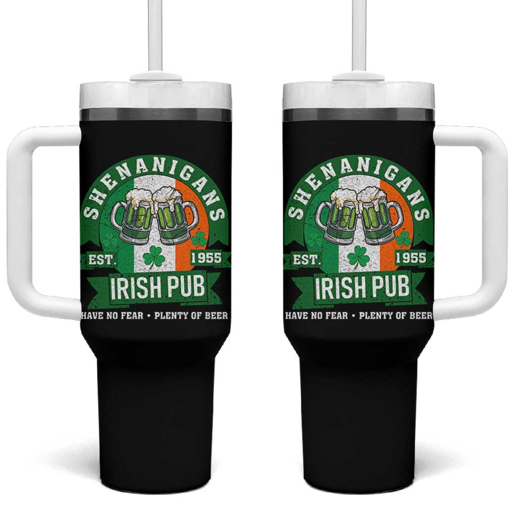 Funny St Patrick's Day Beer Drinking Tumbler With Handle Shenanigans Irish Pub Have No Fear Plenty Of Beer - Wonder Print Shop