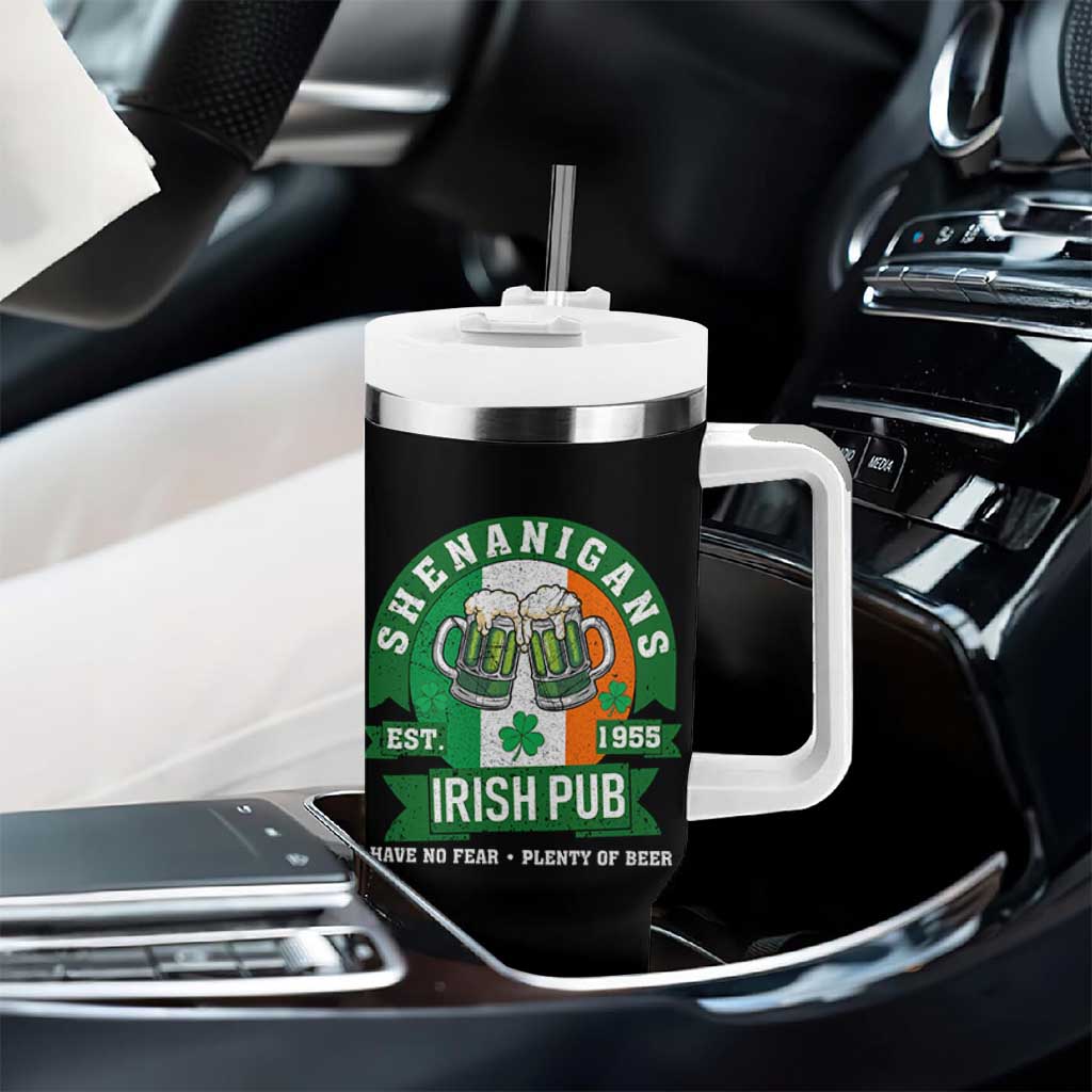 Funny St Patrick's Day Beer Drinking Tumbler With Handle Shenanigans Irish Pub Have No Fear Plenty Of Beer - Wonder Print Shop
