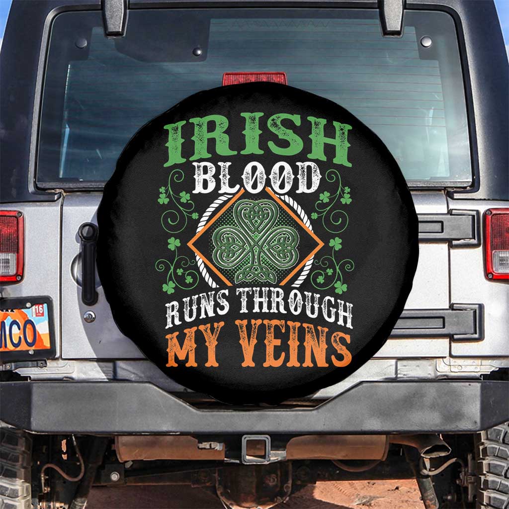 Funny Irish Blood Runs Through My Veins Spare Tire Cover Irish Pride Shamrock