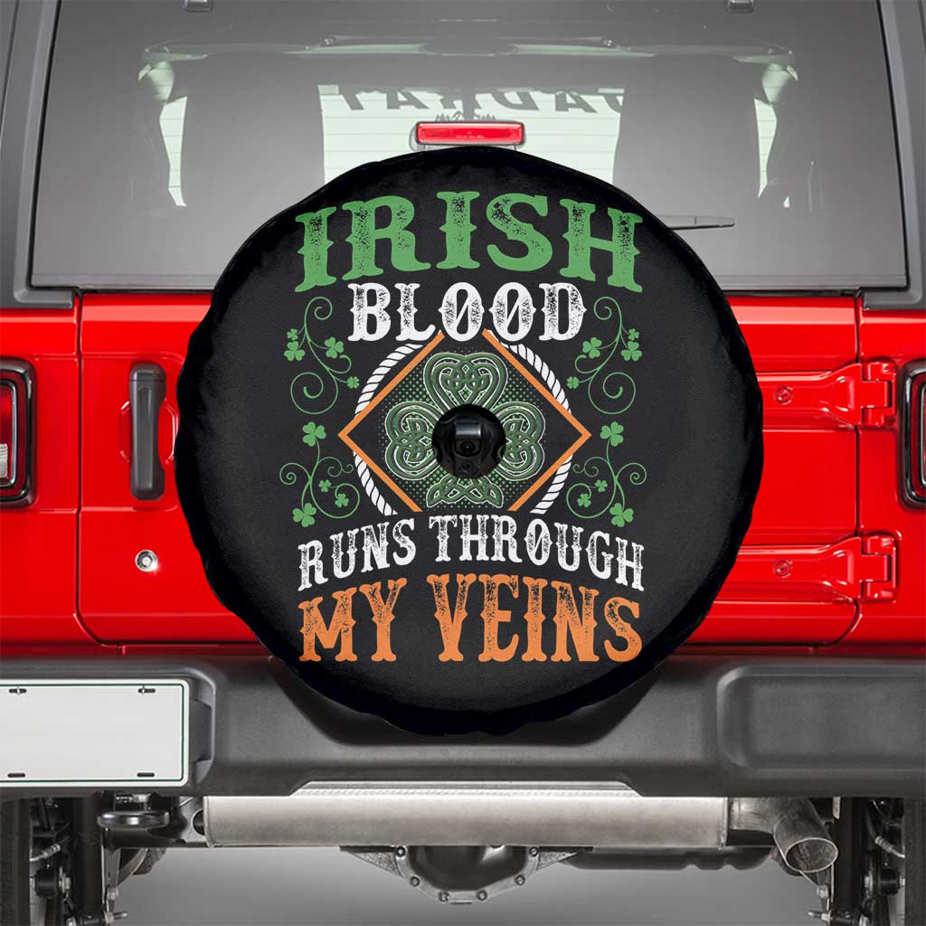 Funny Irish Blood Runs Through My Veins Spare Tire Cover Irish Pride Shamrock