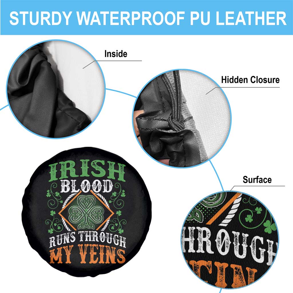 Funny Irish Blood Runs Through My Veins Spare Tire Cover Irish Pride Shamrock