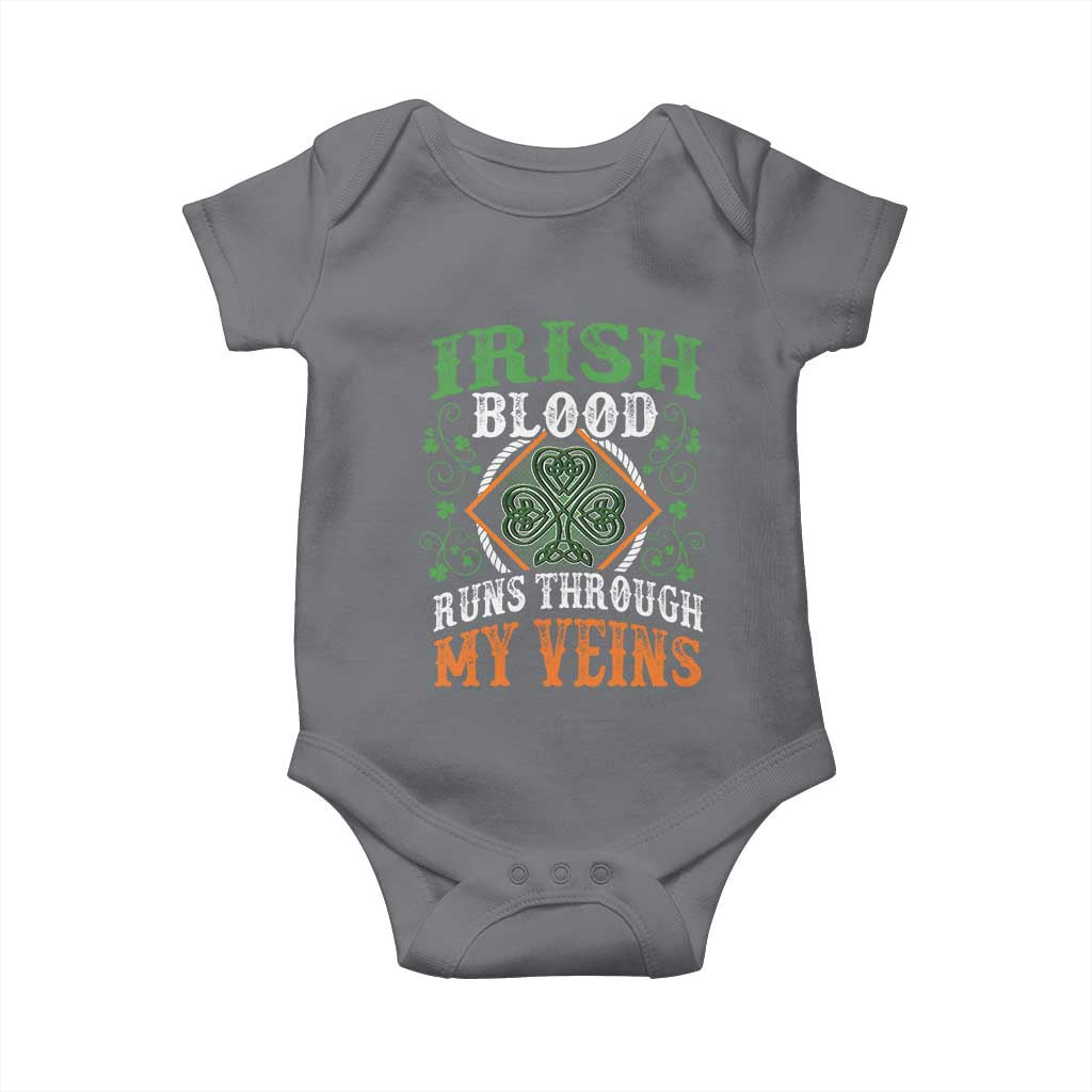 Funny Irish Blood Runs Through My Veins Baby Onesie Irish Pride Shamrock