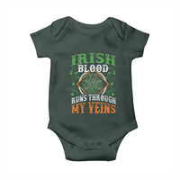 Funny Irish Blood Runs Through My Veins Baby Onesie Irish Pride Shamrock