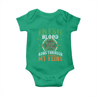 Funny Irish Blood Runs Through My Veins Baby Onesie Irish Pride Shamrock