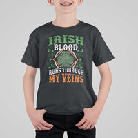 Funny Irish Blood Runs Through My Veins T Shirt For Kid Irish Pride Shamrock