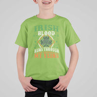 Funny Irish Blood Runs Through My Veins T Shirt For Kid Irish Pride Shamrock