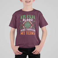 Funny Irish Blood Runs Through My Veins T Shirt For Kid Irish Pride Shamrock