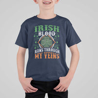 Funny Irish Blood Runs Through My Veins T Shirt For Kid Irish Pride Shamrock