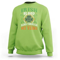 Funny Irish Blood Runs Through My Veins Sweatshirt Irish Pride Shamrock
