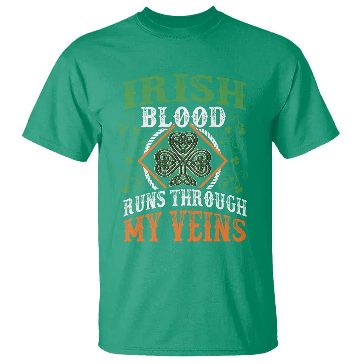 Funny Irish Blood Runs Through My Veins T Shirt Irish Pride Shamrock