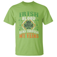 Funny Irish Blood Runs Through My Veins T Shirt Irish Pride Shamrock