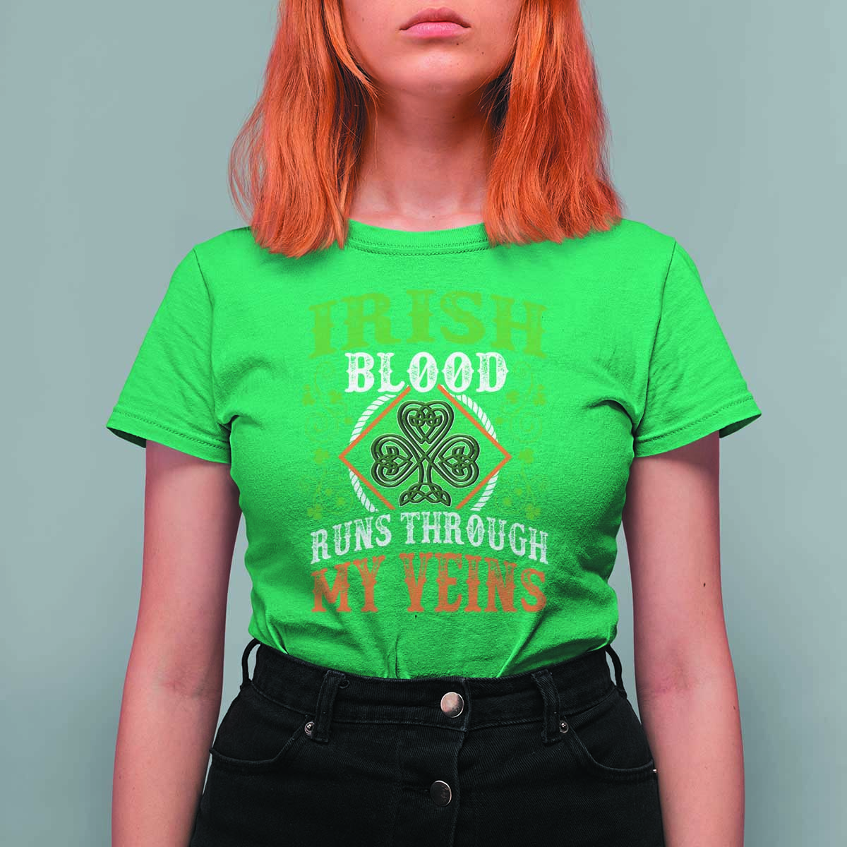 Funny Irish Blood Runs Through My Veins T Shirt For Women Irish Pride Shamrock