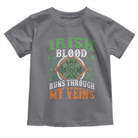 Funny Irish Blood Runs Through My Veins Toddler T Shirt Irish Pride Shamrock