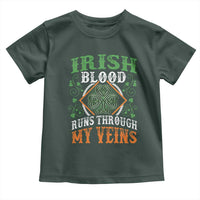 Funny Irish Blood Runs Through My Veins Toddler T Shirt Irish Pride Shamrock