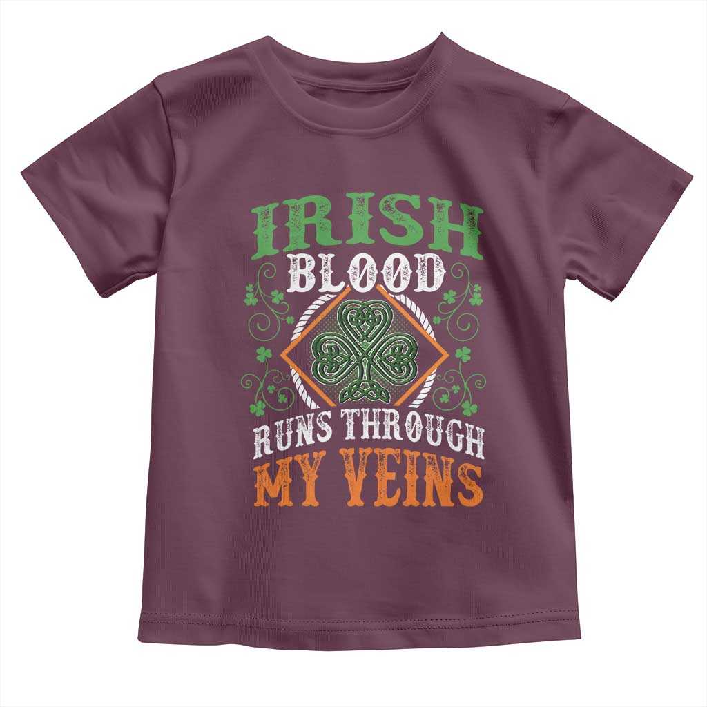 Funny Irish Blood Runs Through My Veins Toddler T Shirt Irish Pride Shamrock