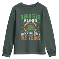 Funny Irish Blood Runs Through My Veins Youth Sweatshirt Irish Pride Shamrock