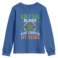 Funny Irish Blood Runs Through My Veins Youth Sweatshirt Irish Pride Shamrock