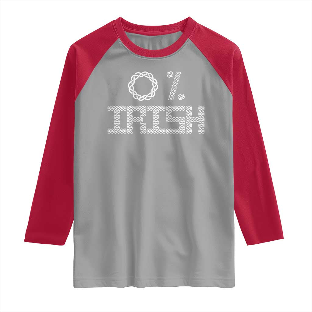Funny St Patrick's Day 0% Irish Raglan Shirt Celtic Knot