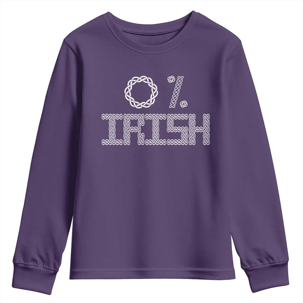 Funny St Patrick's Day 0% Irish Youth Sweatshirt Celtic Knot