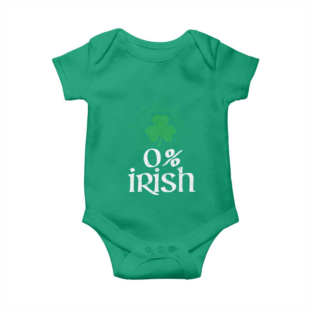 Funny 0% Irish St Patrick's Day Baby Onesie Vintage Shamrock
