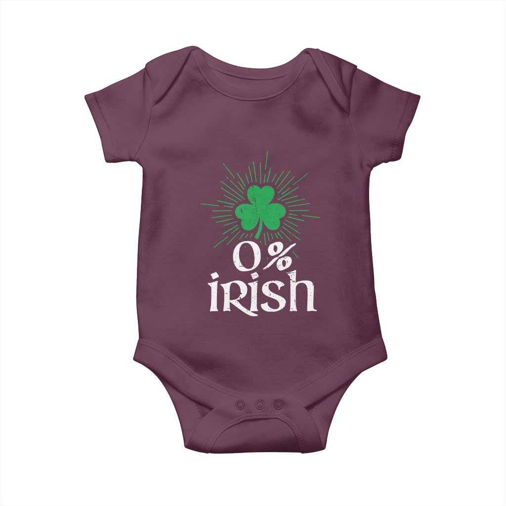 Funny 0% Irish St Patrick's Day Baby Onesie Vintage Shamrock