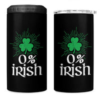 Funny 0% Irish St Patrick's Day 4 in 1 Can Cooler Tumbler Vintage Shamrock