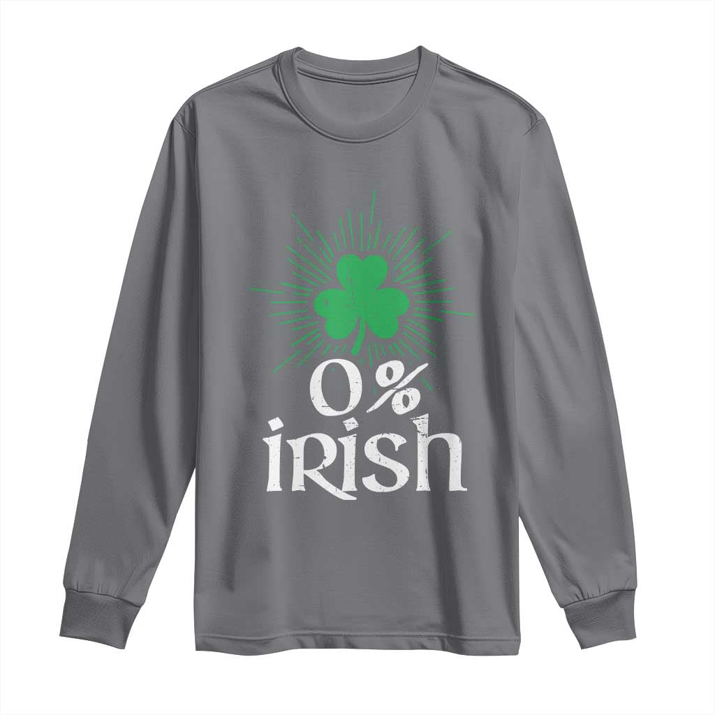 Funny 0% Irish St Patrick's Day Long Sleeve Shirt Vintage Shamrock