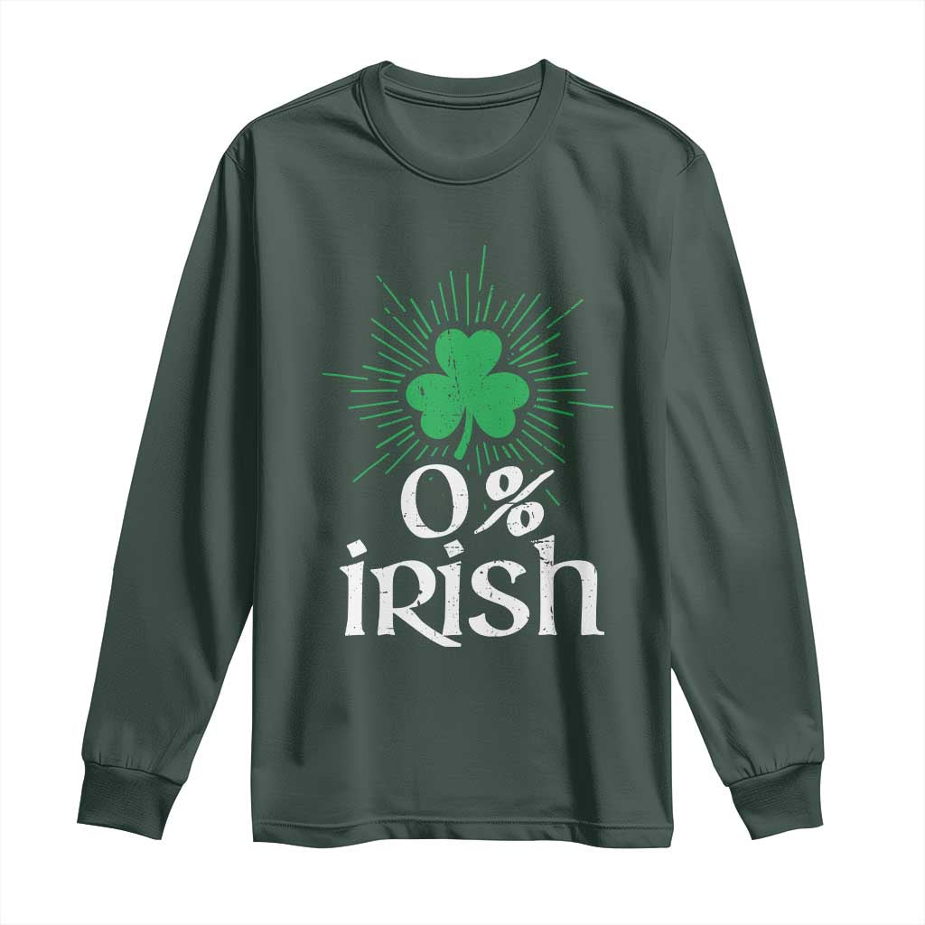 Funny 0% Irish St Patrick's Day Long Sleeve Shirt Vintage Shamrock