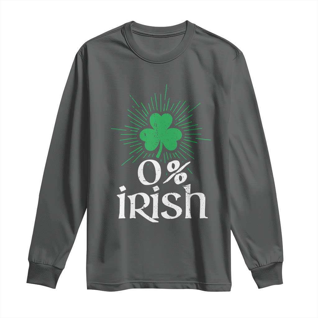 Funny 0% Irish St Patrick's Day Long Sleeve Shirt Vintage Shamrock