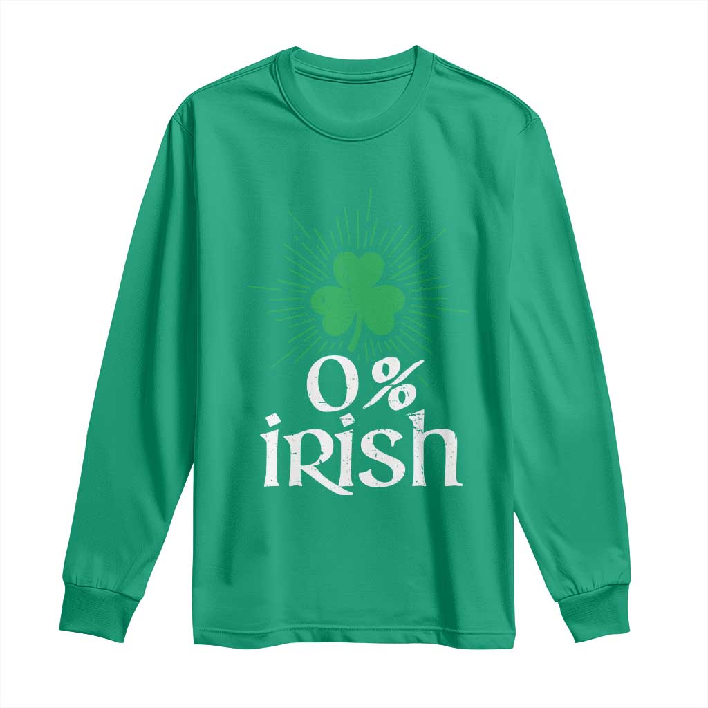 Funny 0% Irish St Patrick's Day Long Sleeve Shirt Vintage Shamrock