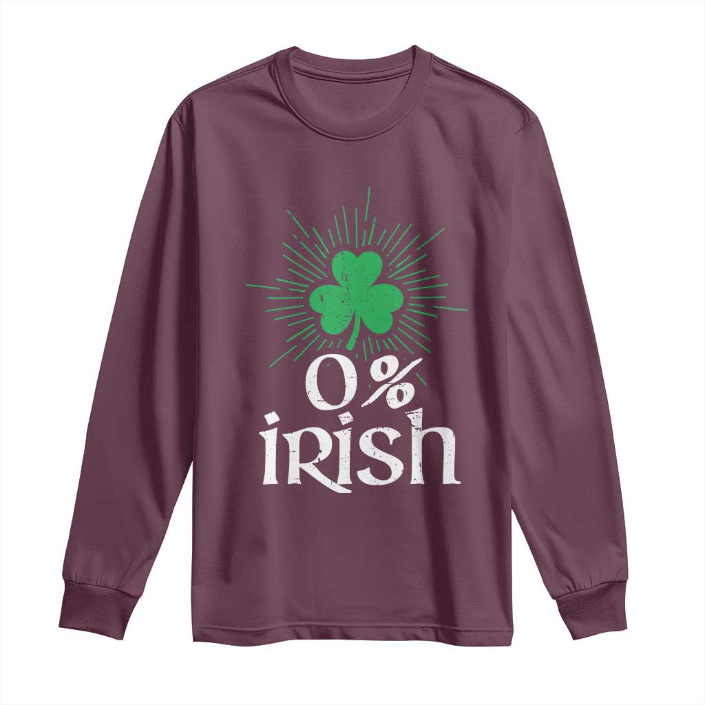Funny 0% Irish St Patrick's Day Long Sleeve Shirt Vintage Shamrock