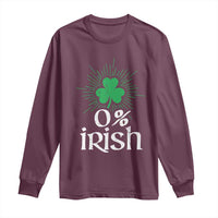 Funny 0% Irish St Patrick's Day Long Sleeve Shirt Vintage Shamrock