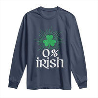 Funny 0% Irish St Patrick's Day Long Sleeve Shirt Vintage Shamrock