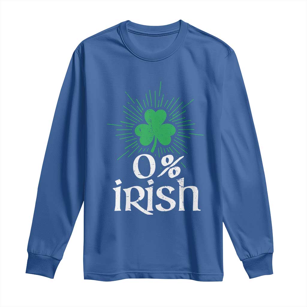 Funny 0% Irish St Patrick's Day Long Sleeve Shirt Vintage Shamrock